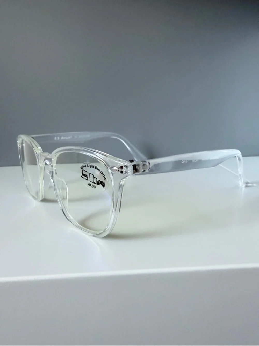 ASOS AJ Morgan clear transparent blue light blocking eye glasses